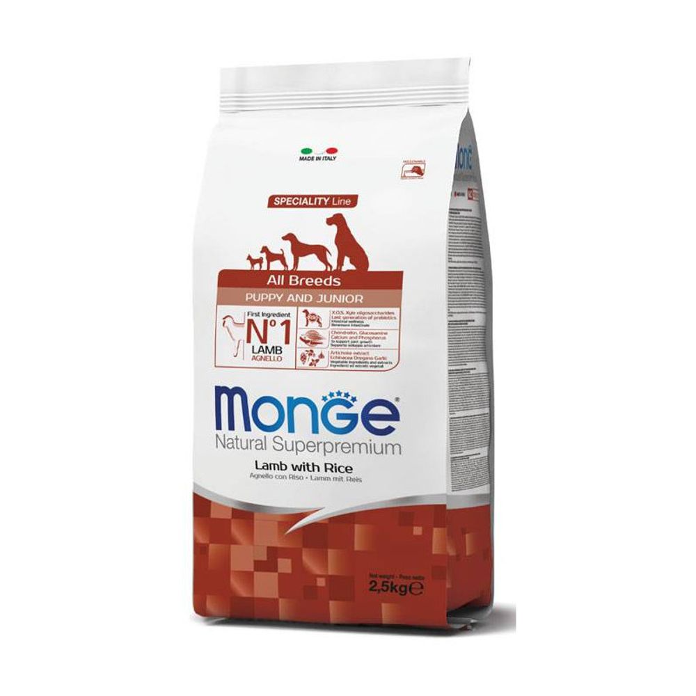 Monge Suha hrana za pse Puppy and Junior jagnjetina riža 2,5kg slika 1