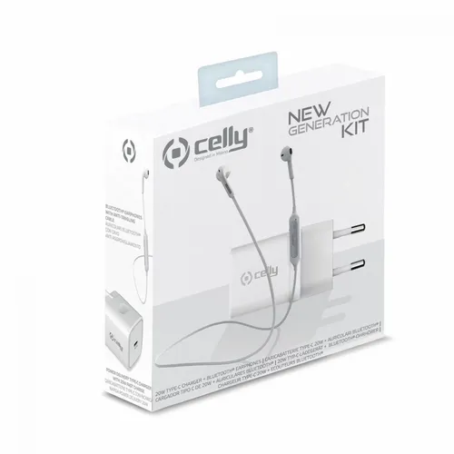 Celly punjač 18W USB-C + bluetooth slušalice bela slika 4