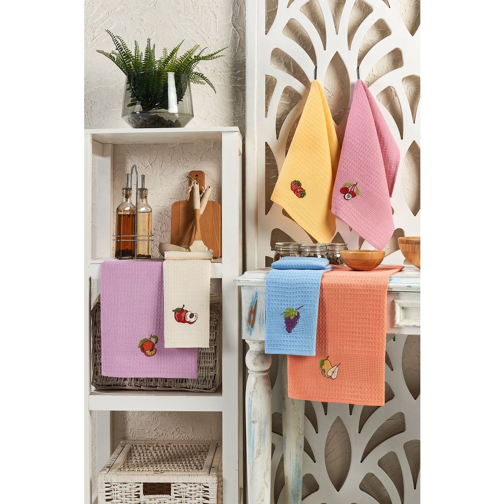 Kitchen towel set (6 pieces) Fruits colours: Multicolor slika 1