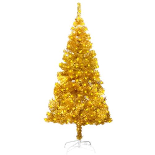 Umjetno božićno drvce LED sa stalkom zlatno 150 cm PET slika 9