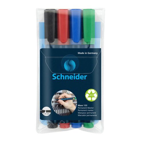 Flomaster Schneider, permanent marker, Maxx 133, 1-4 mm, set od 4 boje, PVC etui slika 3