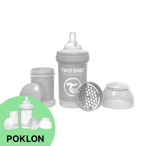 Twistshake bočica Anti-Colic 180ml Pastel siva + GRATIS Anti-Colic 180ml Bijela slika 1