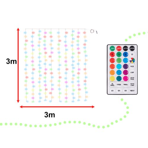 LED zavjese 3x3m na daljinski upravljač s 16 boja slika 4