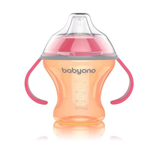 BabyOno Neprolijevajuća čaša Natural, narančasto-roza slika 1