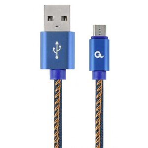 CC-USB2J-AMmBM-2M-BL Gembird Premium jeans (denim) Micro-USB cable with metal connectors, 2 m, blue