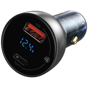 Auto punjač Baseus Particular Digital Display QC+PPS Dual Quick Charger Car Charger 65W (Silver)