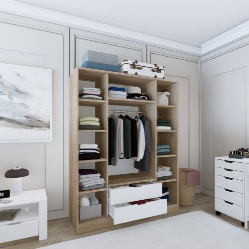 Nisan 1600-018 Light Walnut
White Wardrobe slika 5