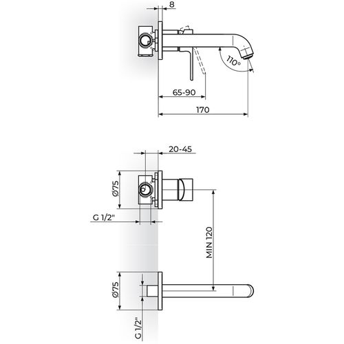 Rosan  S.2 Uzidna baterija za lavabo slika 2