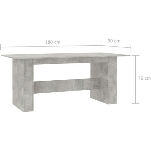Blagovaonski stol siva boja betona 180 x 90 x 76 cm od iverice slika 7