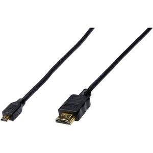 Digitus HDMI priključni kabel HDMI A utikač, HDMI Micro D utikač 1.00 m crna AK-330109-010-S pozlaćeni kontakti HDMI kabel