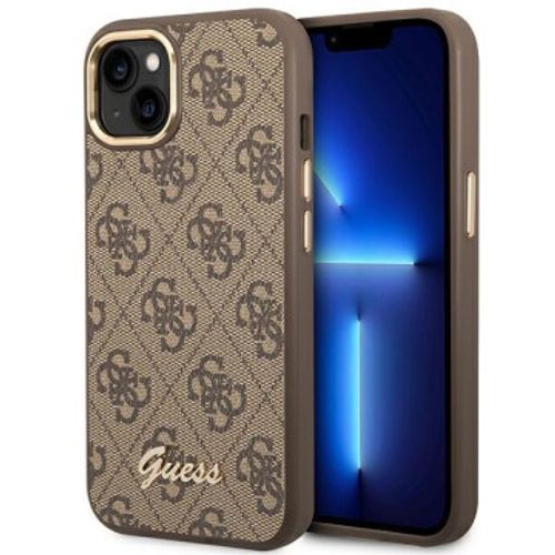 GUESS Futrola za iPhone 14 Brown Metal Outline Script slika 4