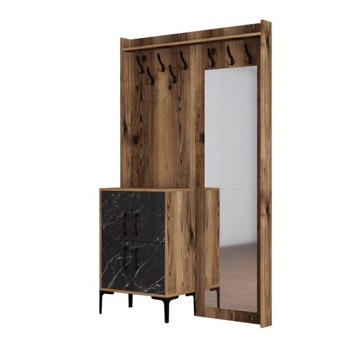 Woody Fashion Ormar za predsoblje, Berlin BC - Walnut, Black Marble slika 5