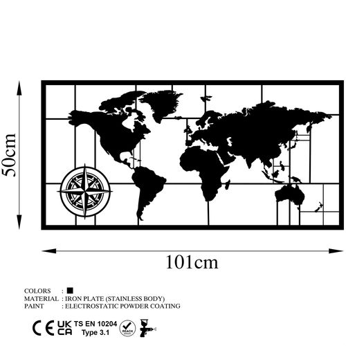 Wallity Metalna zidna dekoracija, World Map 9-L slika 6