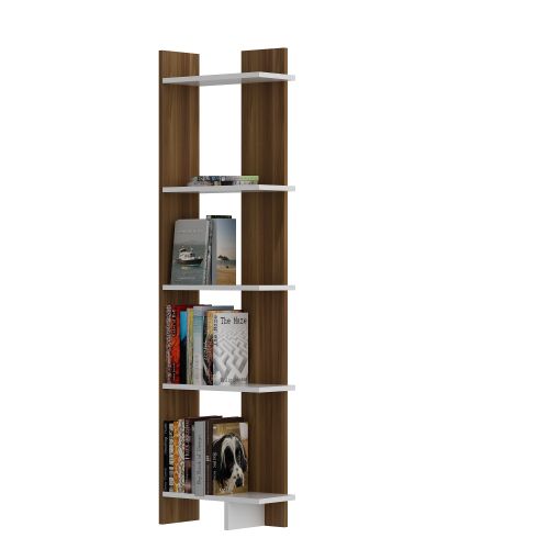 Woody Fashion Polica za knjige, Als - Walnut, White slika 3