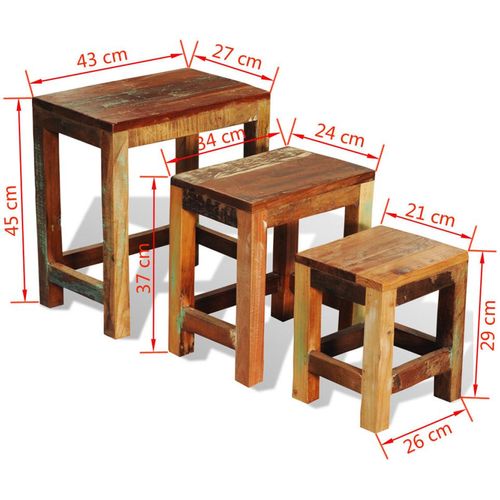 3-dijelni set uklapajućih stolića starinski obnovljeno drvo slika 24