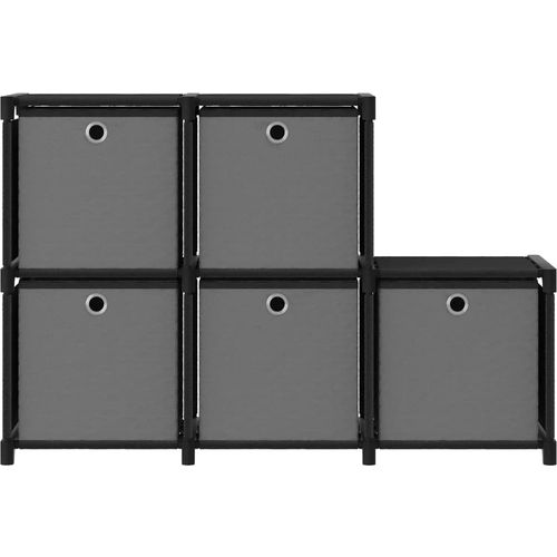 Police za izlaganje s 5 kutija od tkanine 103x30x72,5 cm crne slika 23