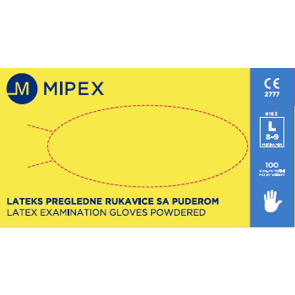 Mipex lateks rukavice sa puderom Large 100kom slika 1