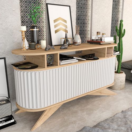 Elegantni Beli Bufet - Hanah Home Stor u Hrastovom Dekoru slika 2