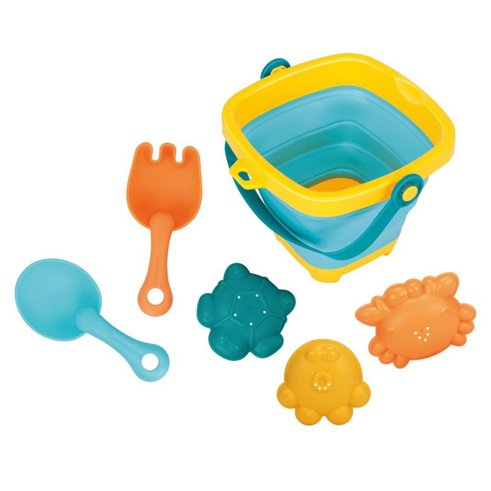 Woopie baby set sklopiva kanta s grabljama, lopaticom, plavim kalupima slika 2