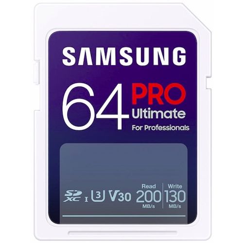 Samsung MB-SY64S/WW SD Card 64GB, PRO Ultimate, SDXC, UHS-I U3 V30, Read up to 200MB/s, Write up to 130 MB/s, for 4K and FullHD video recording slika 1