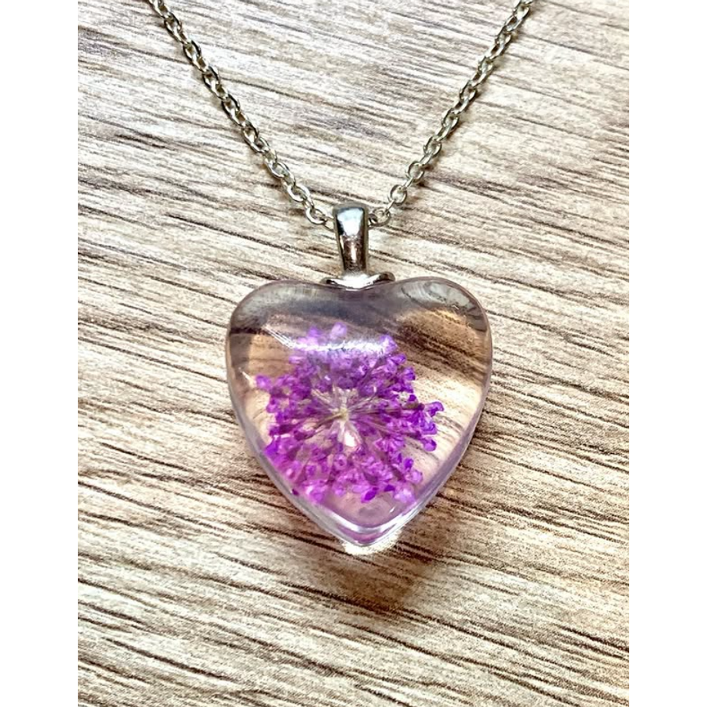 Ogrlica Flower in Heart, Purple slika 2