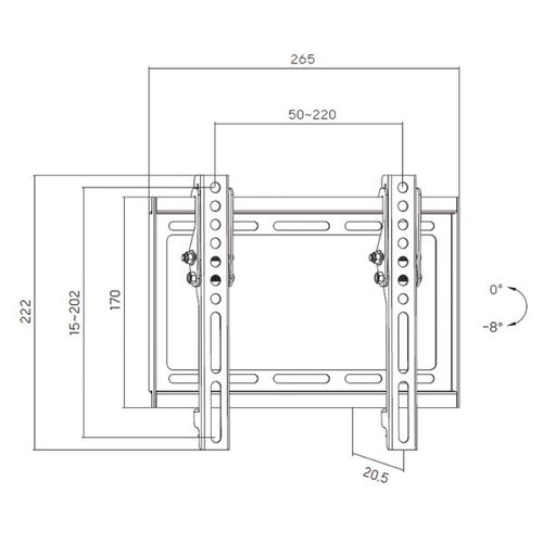 Xwave TILT 23-43 Nosač za TV/Nagib-8-0/VESA 200x200/35kg/2cm od zida  slika 5