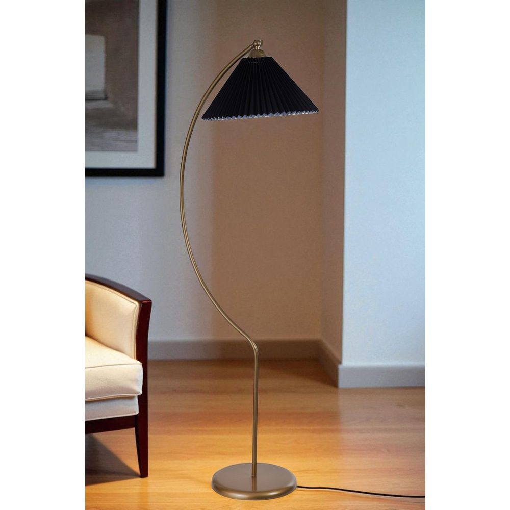 Opviq Podna lampa 586, crna, zlatna slika 1