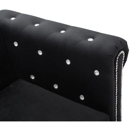 Chesterfield sofa za dvoje s baršunastom presvlakom 146 x 75 x 72 cm crna slika 35