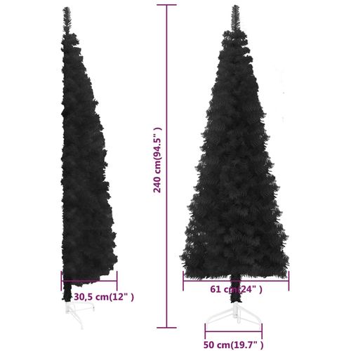 Tanka umjetna polovica božićnog drvca sa stalkom crna 240 cm slika 9