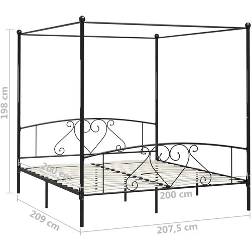 Okvir za krevet s nadstrešnicom crni metalni 200 x 200 cm slika 16