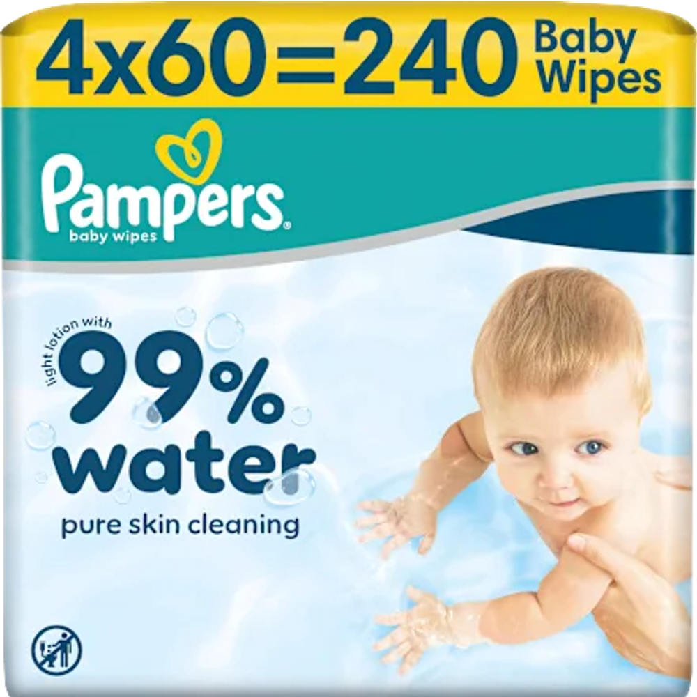 Pampers Aqua vlažne maramice, 4 × 60 kom XXL slika 1