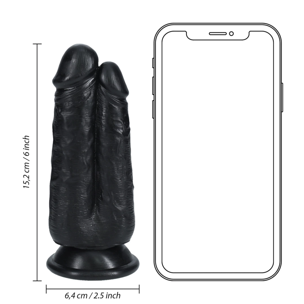 RealRock by Shots dva u jedan dildo 5/6 - 12,7/15,2 cm - crni slika 6