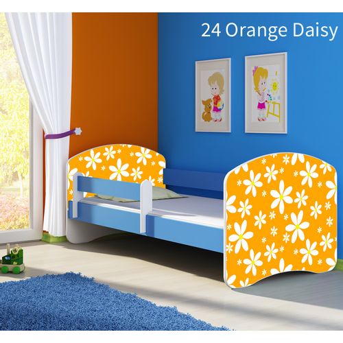 Dječji krevet ACMA s motivom, bočna plava 160x80 cm 24-orange-daisy slika 1