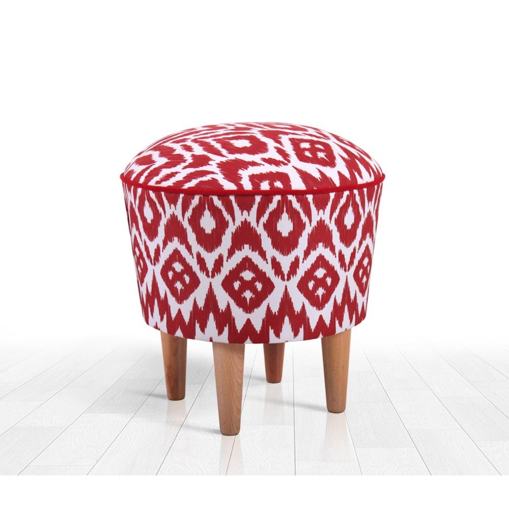 Pouf Cor - Crveno-Bijeli, Elegantni Tabure slika 1