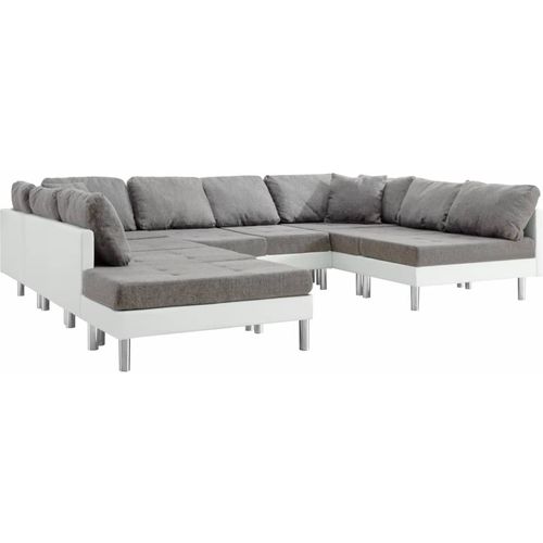 Modularna sofa od umjetne kože bijela slika 2