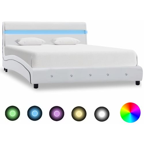 Okvir za krevet od umjetne kože LED bijeli 160 x 200 cm slika 10