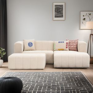 Beyza Mini Right - Cream Cream Corner Sofa