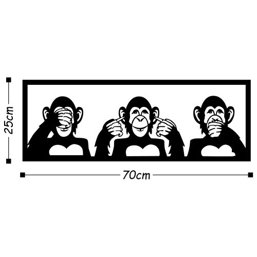 Wallity Metalna zidna dekoracija, Three Monkeys - M slika 3