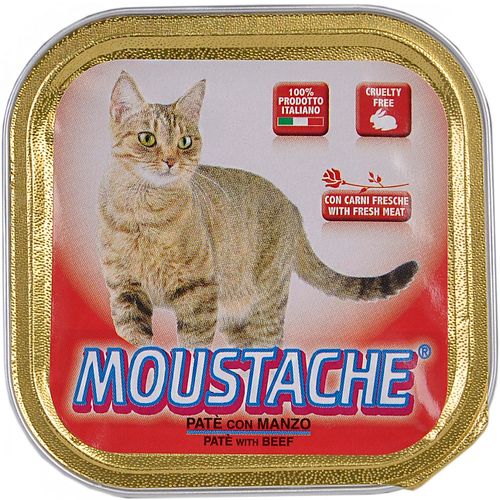 Moustache 100 g Manzo (govedina - pašteta) aluminijska posudica hrana za mačke slika 1