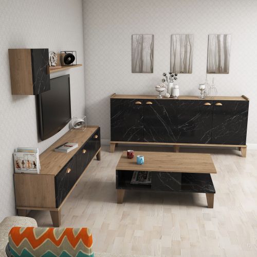 Hanah Home Sumer 2 Oak Set Nameštaja za Dnevnu Sobu od Mermera slika 3