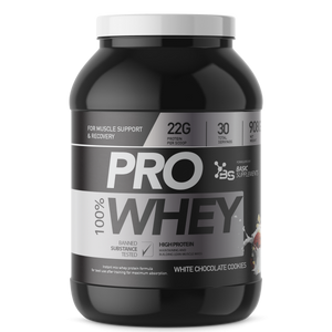 100% PRO WHEY 908GR BASIC SUPPLEMENTS -  White Chocolate &amp; Cookie