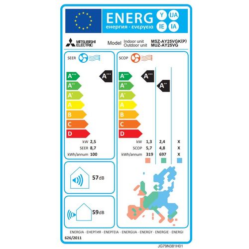 Mitsubishi Electric Super Inverter Plus klima uređaj 2,5kW MSZ-AY25VGKP/MUZ-AY25VG slika 6