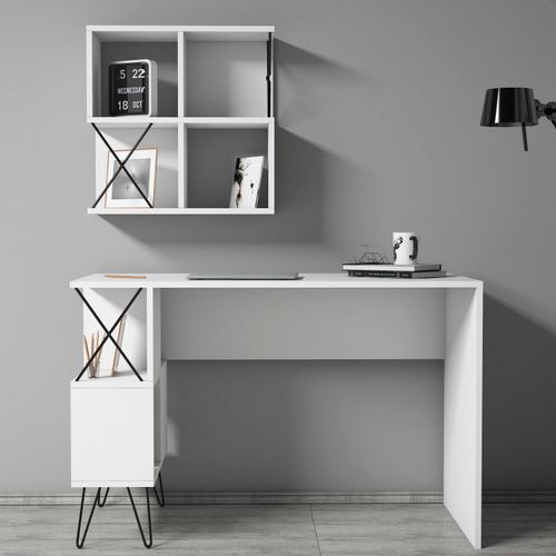 Extra 2 - White WhiteBlack Study Desk & Bookshelf slika 3