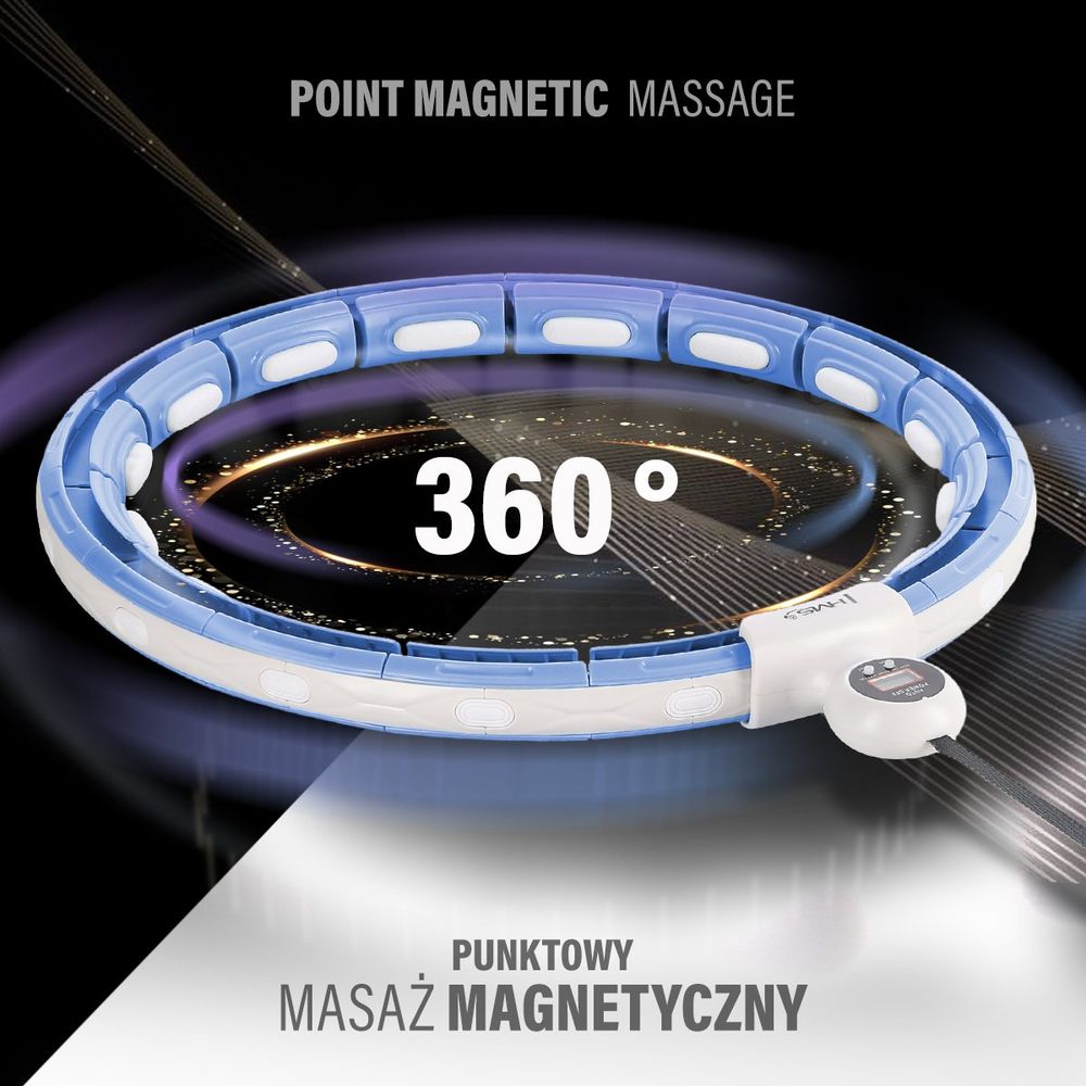 Set hula hoop magnetski plavi hhm15 s utegom + brojač hms + podrška za struk br163 crni pluz veličina slika 6