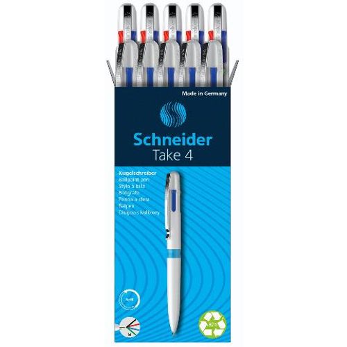 SCHNEIDER Kemijska olovka Take 4, bijela, četverobojna S138049 slika 1