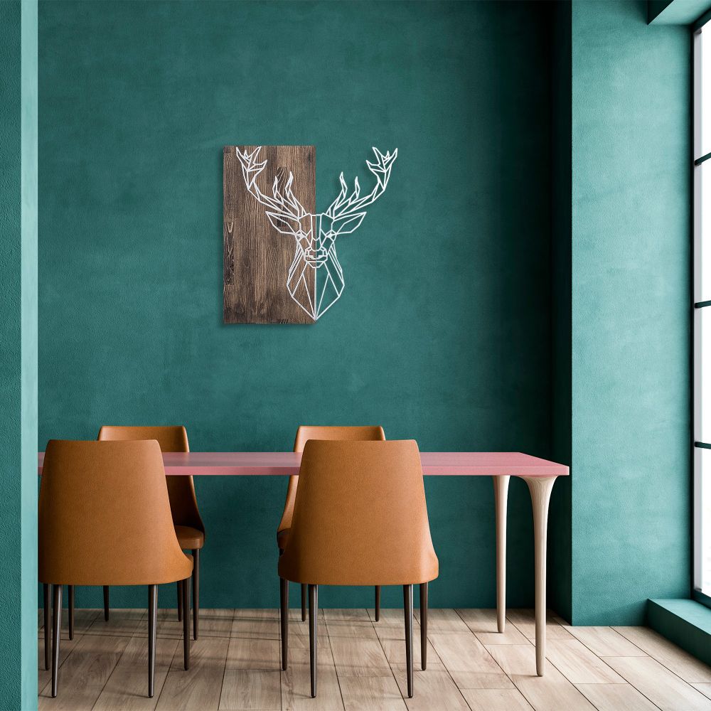 Deer1 - Srebrni Orah Ukrasni Drveni Zidni Dodatak slika 1