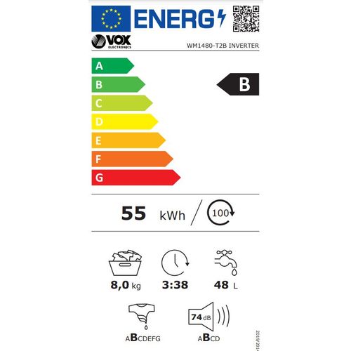 VOX Mašina za pranje veša WM1480-T2B Inverter slika 2