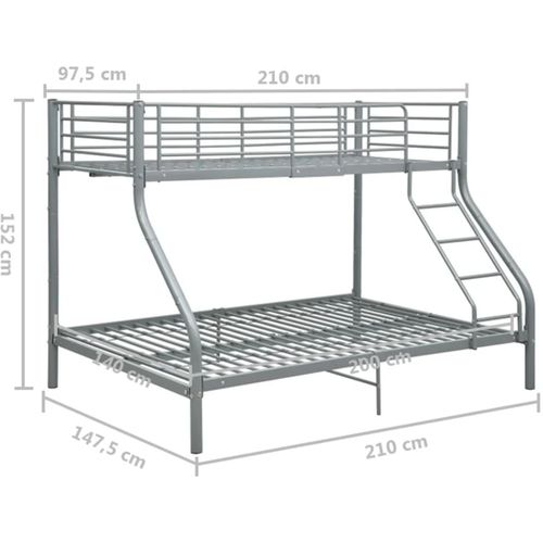 Okvir za krevet na kat sivi metalni 140 x 200 / 90 x 200 cm slika 42