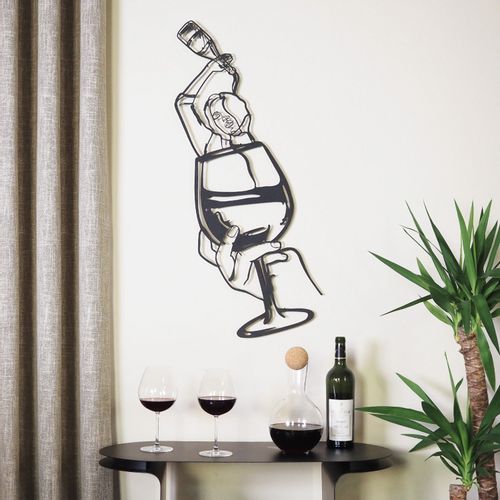 Wallity Metalna zidna dekoracija Glass of Wine Girl Line Art- APT749 M slika 1