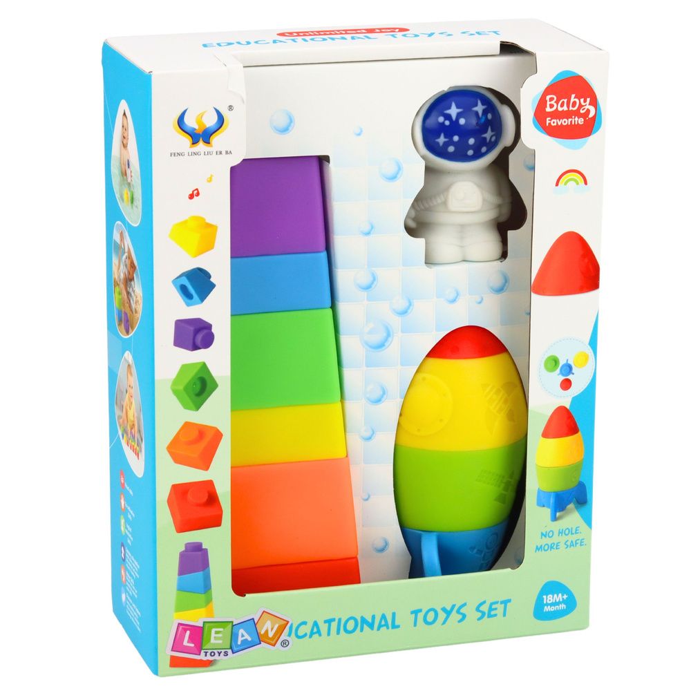 Set gumenih blokova Tower Rocket Cosmonaut Šareni 11 kom. slika 5